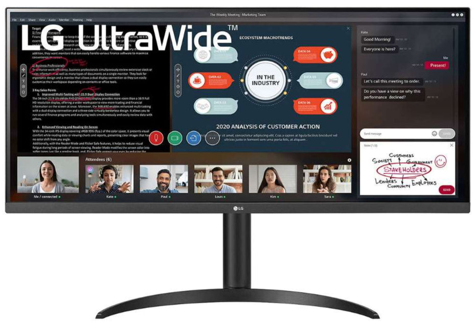 LG 34 Inch UltraWide Full HD IPS Borderless Monitor, 34WP550