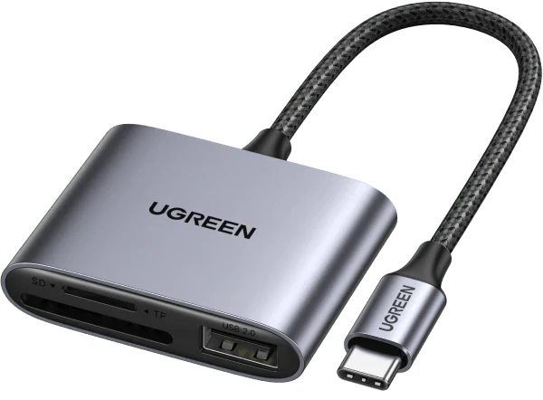 UGREEN CM387-80798B 3-in-1 USB-C Memory Card Reader SD/TF + USB 2.0